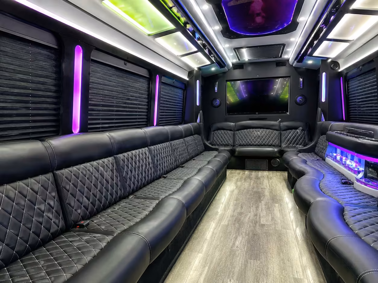 15 passenger party bus inside