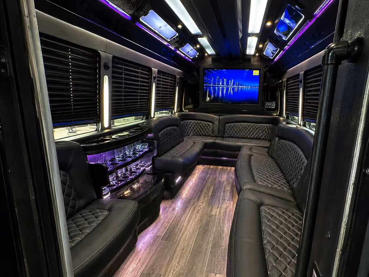 15 passenger party bus interior