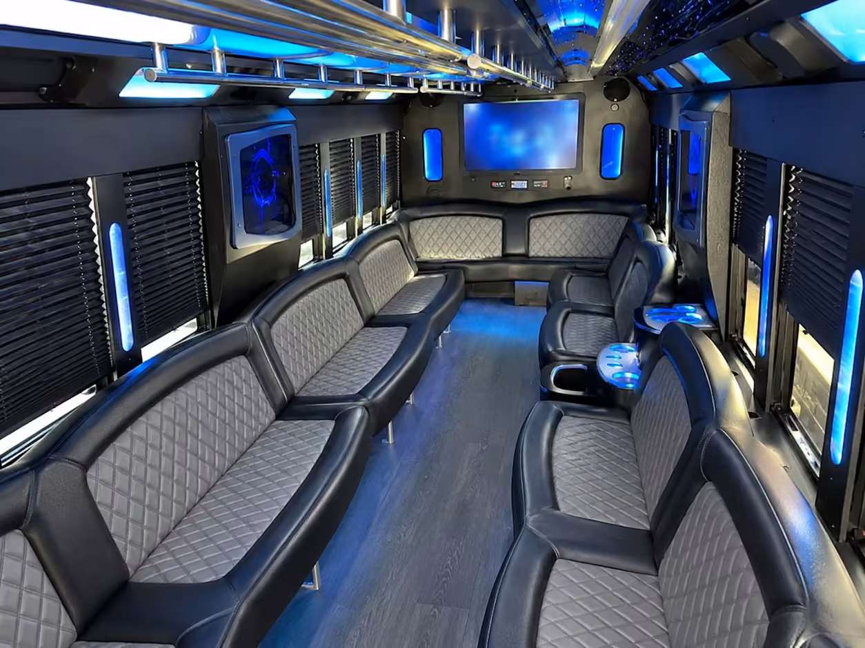 18 passenger party bus interior