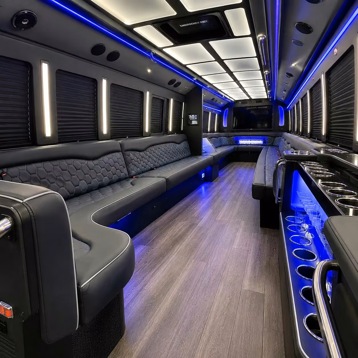 28 passenger party bus inside